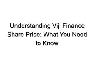 Understanding Viji Finance Share Price: What You Need to Know